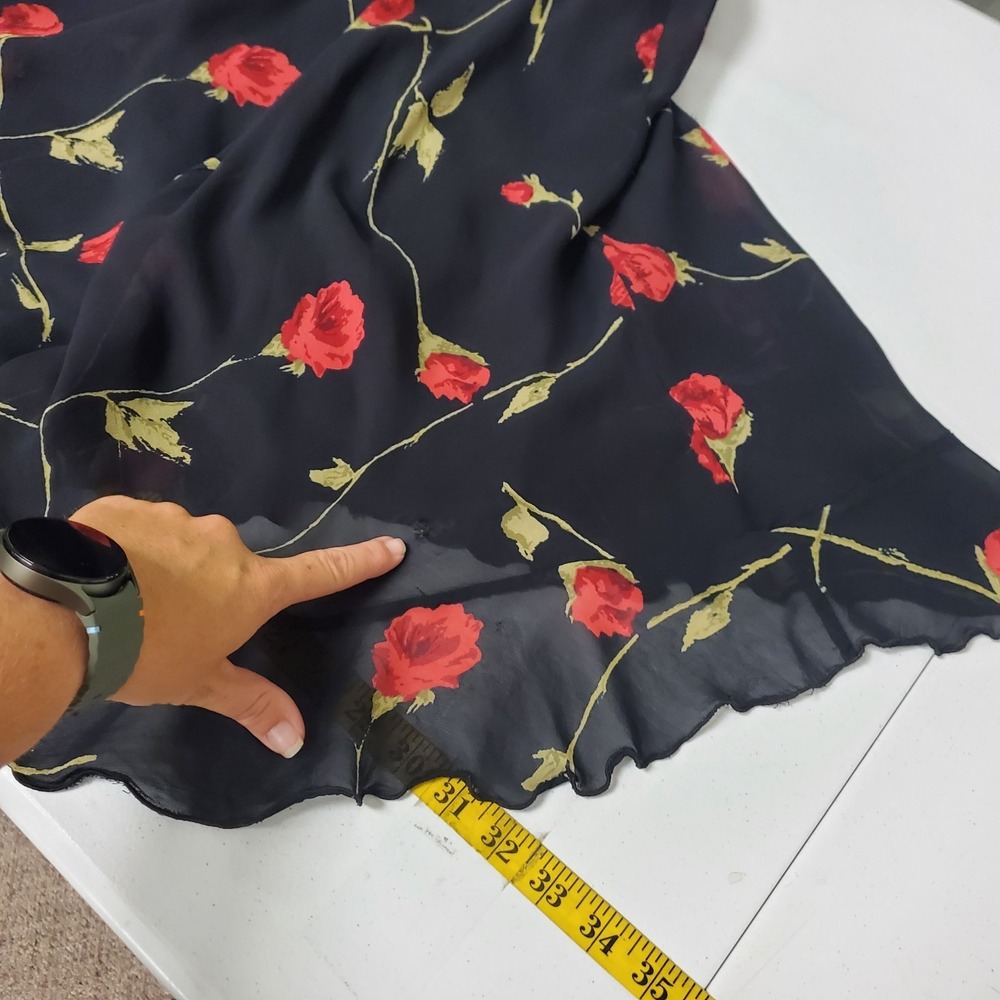 Betsey Johnson Vtg Dark Romantic Whimsigoth Y2K Fairy Dress Size 6 Rose Ruffle - Picture 14 of 16